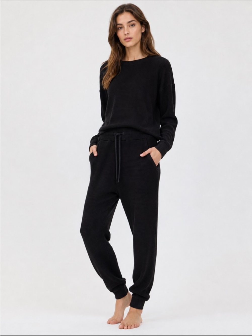 Negative Underwear Waffle Knit Jogger Pants Black Size XS Lounge Sweatpants